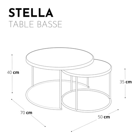 Table basse STELLA Marbre pieds noirs