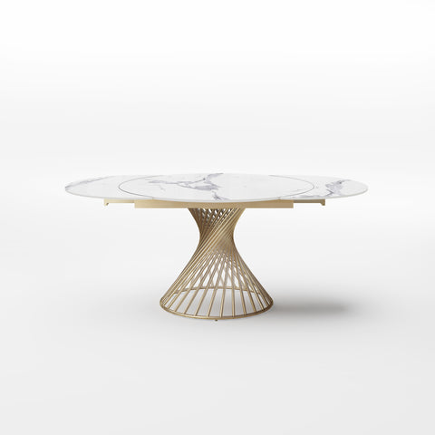 Table extensible MOON Céramique Pied Doré 120cm