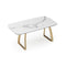 Table extensible Dahlia Céramique et verre trempé pieds dorés 160x90x76cm
