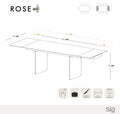 Table extensible Rose Céramique et verre trempé pieds gris métal 180x90x76cm