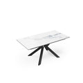 Table extensible Cassia Céramique et verre trempé pieds noirs 160x90x76cm