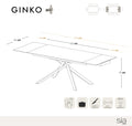 Table extensible Ginko Céramique et verre trempé pieds noirs 160x90x76cm