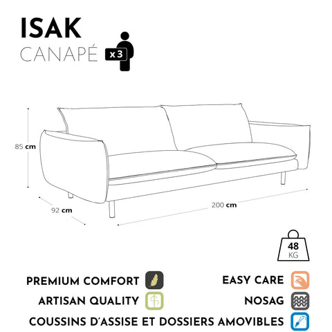 Canapé 3 places ISAK Velours